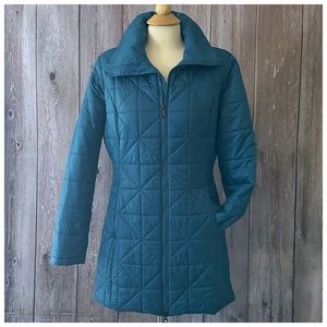 The North Face Blue Long Insulated Quilted Coat